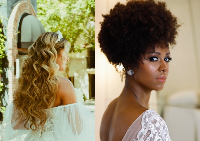 Premium Photo  Close-up of the bride's hairstyle. curls. jewelry